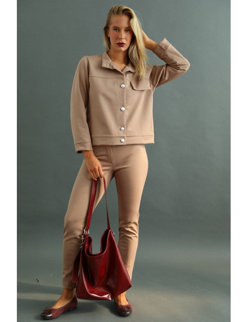 ELONIA Elasztikus Szövet Dzseki - Mogyoró