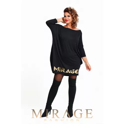 Mirage Bettani arany nyomott ruha, fekete