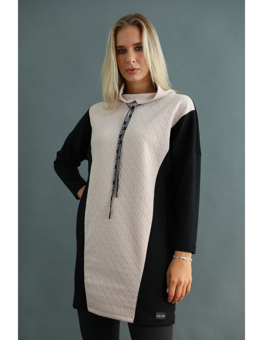 KATIE Jacquard Tunika - Fekete