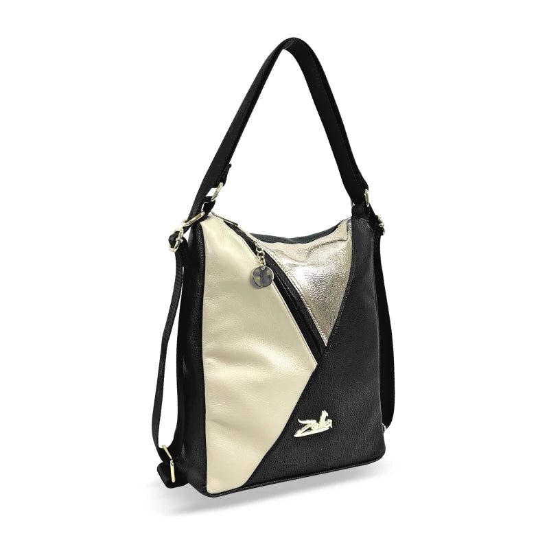 Zellia Női Válltáska/Hátizsáká Alakítható Fekete -Beige-Arany