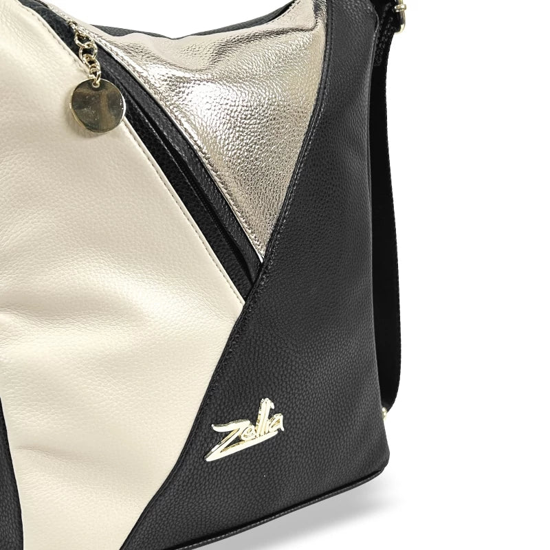 Zellia Női Válltáska/Hátizsáká Alakítható Fekete -Beige-Arany