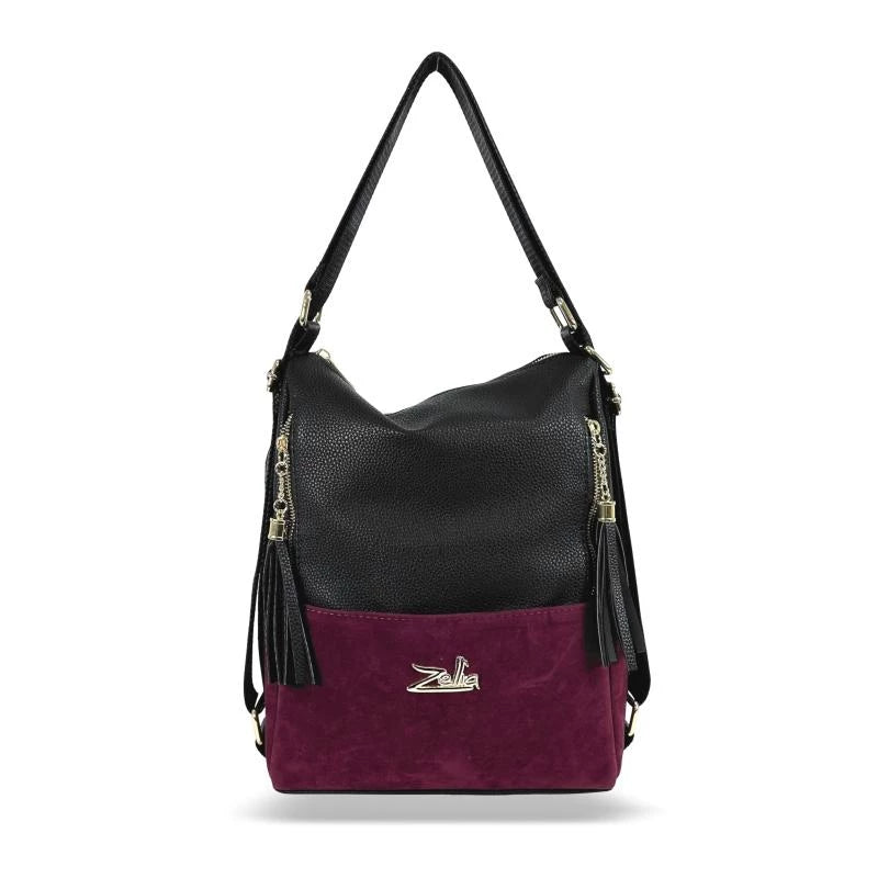 Zellia Női Válltáska/Hátizsáká Alakítható Fekete-Bordó