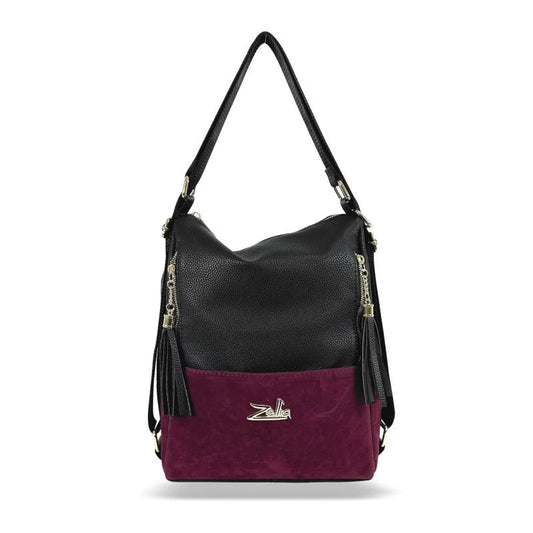 Zellia Női Válltáska/Hátizsáká Alakítható Fekete-Bordó