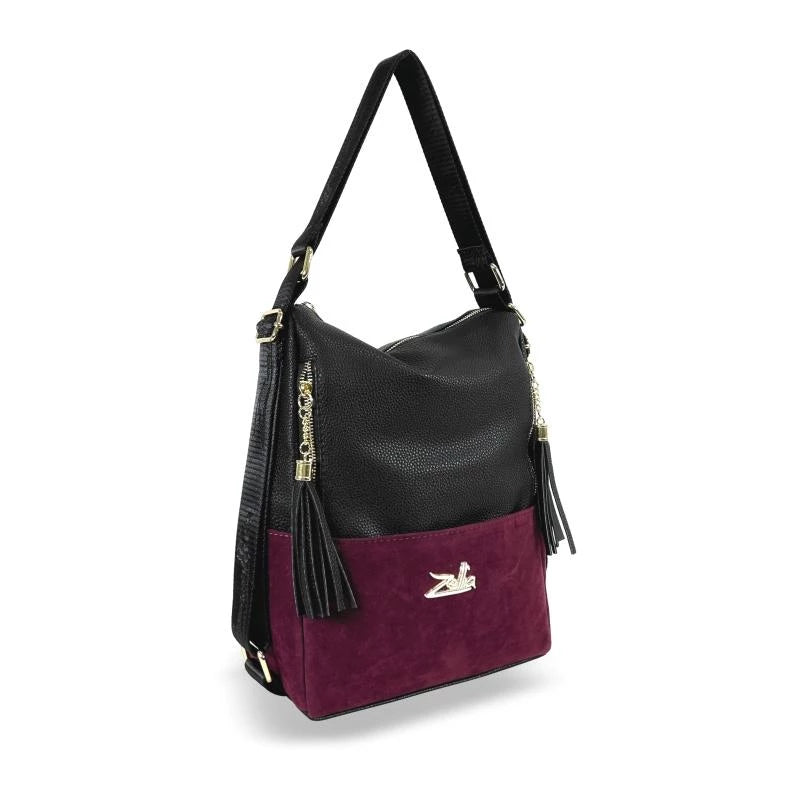 Zellia Női Válltáska/Hátizsáká Alakítható Fekete-Bordó