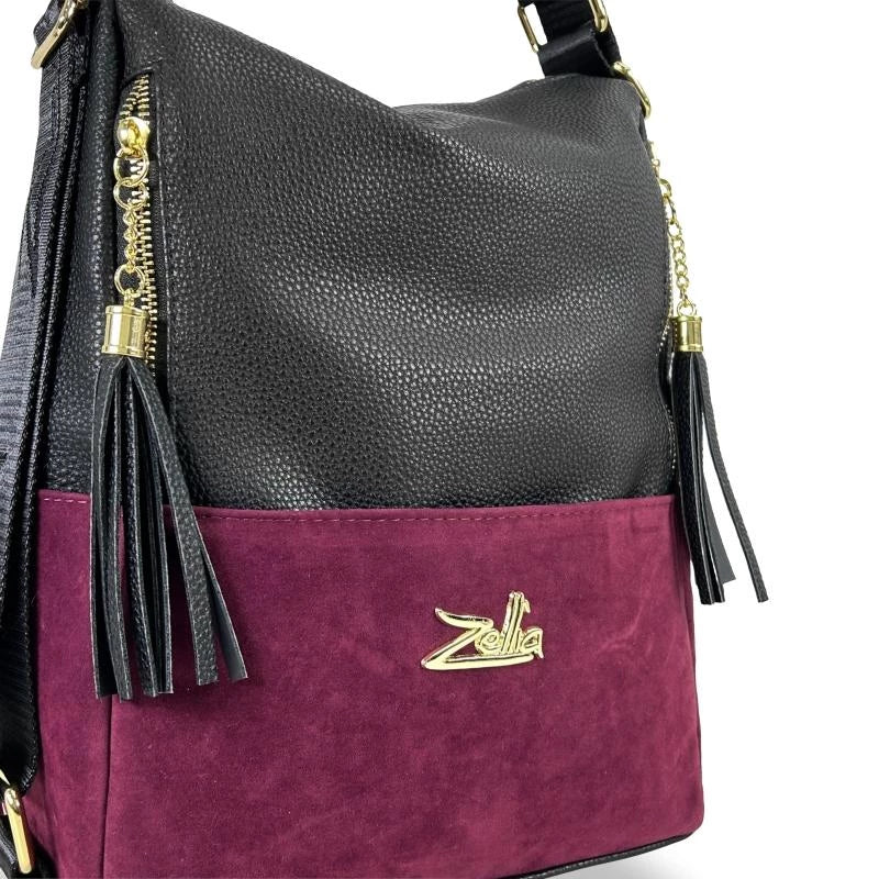 Zellia Női Válltáska/Hátizsáká Alakítható Fekete-Bordó