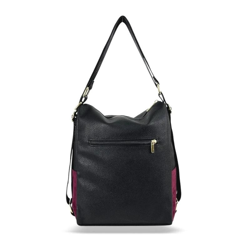 Zellia Női Válltáska/Hátizsáká Alakítható Fekete-Bordó