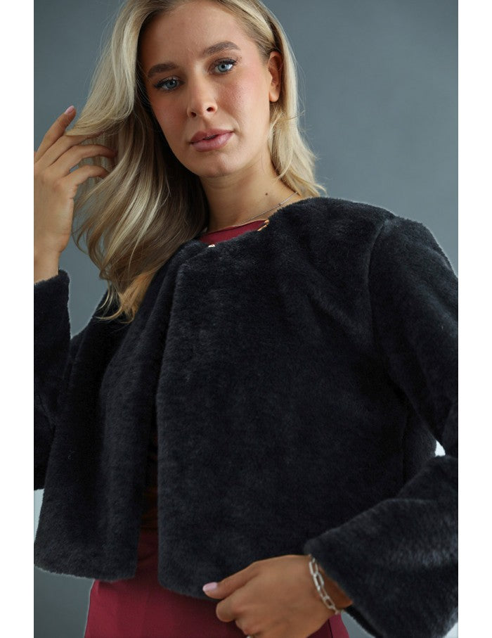 GABBIE Szőrme Kabát - Fekete