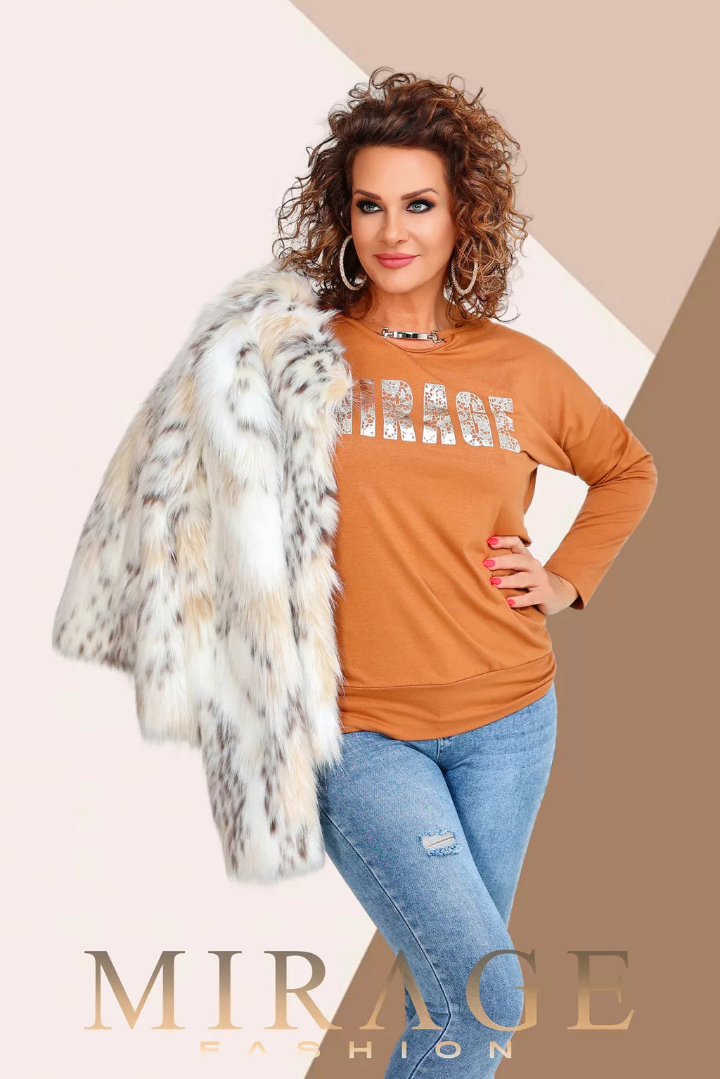 Mirage Angéla nyomott felső, konyak