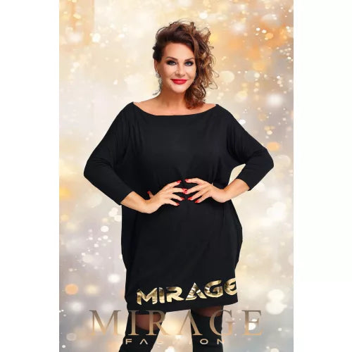 Mirage Bettani arany nyomott ruha, fekete