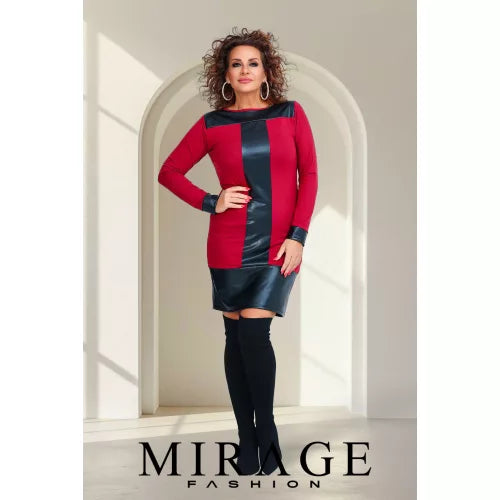 Mirage Cocoa bőrbetétes ruha, bordó