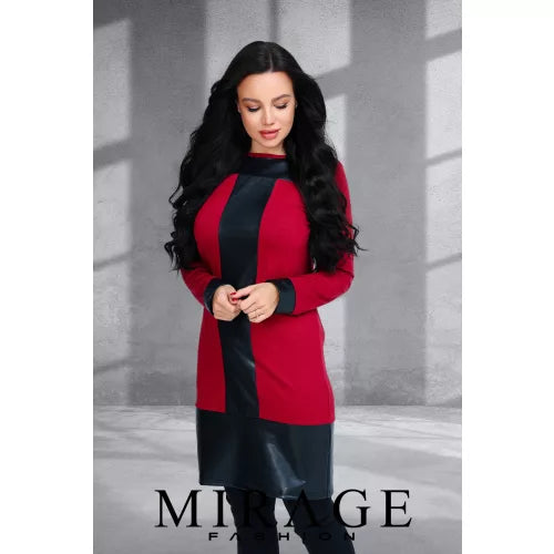 Mirage Cocoa bőrbetétes ruha, bordó