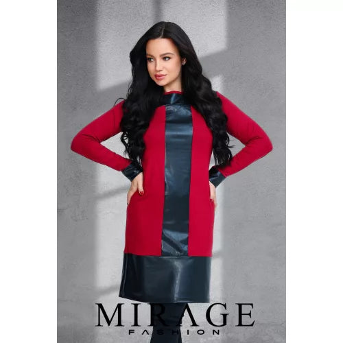 Mirage Cocoa bőrbetétes ruha, bordó