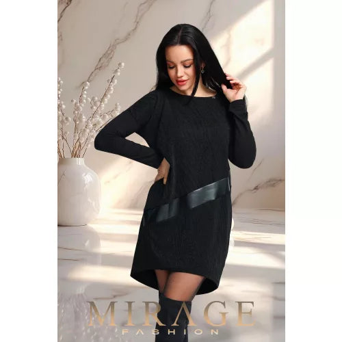 Mirage Jessica bőrbetétes alkalmi tunika, éjfekete