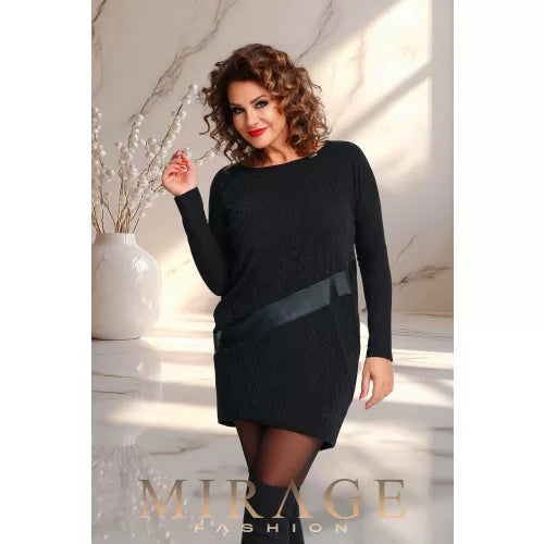 Mirage Jessica bőrbetétes alkalmi tunika, éjfekete
