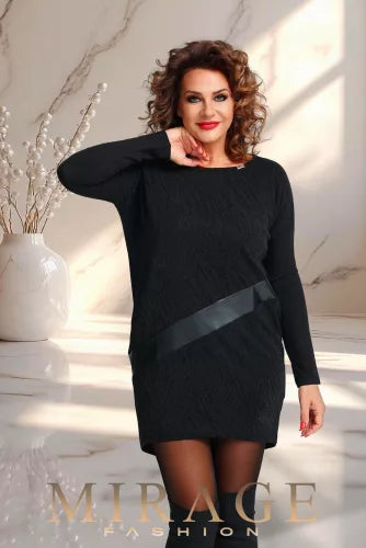 Mirage Jessica bőrbetétes alkalmi tunika, éjfekete