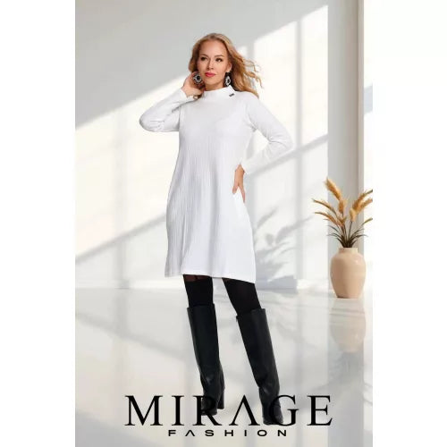 Mirage Tax bordás kötött ruha, fehér