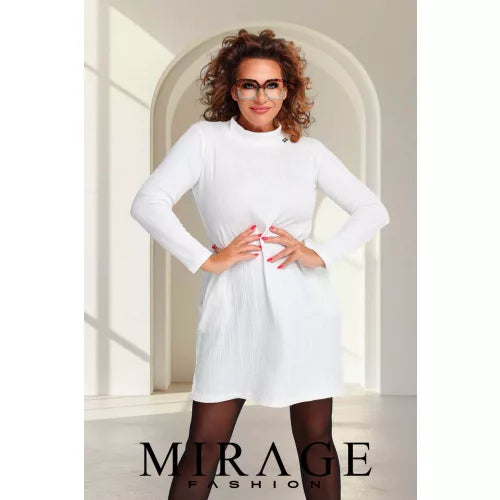 Mirage Tax bordás kötött ruha, fehér